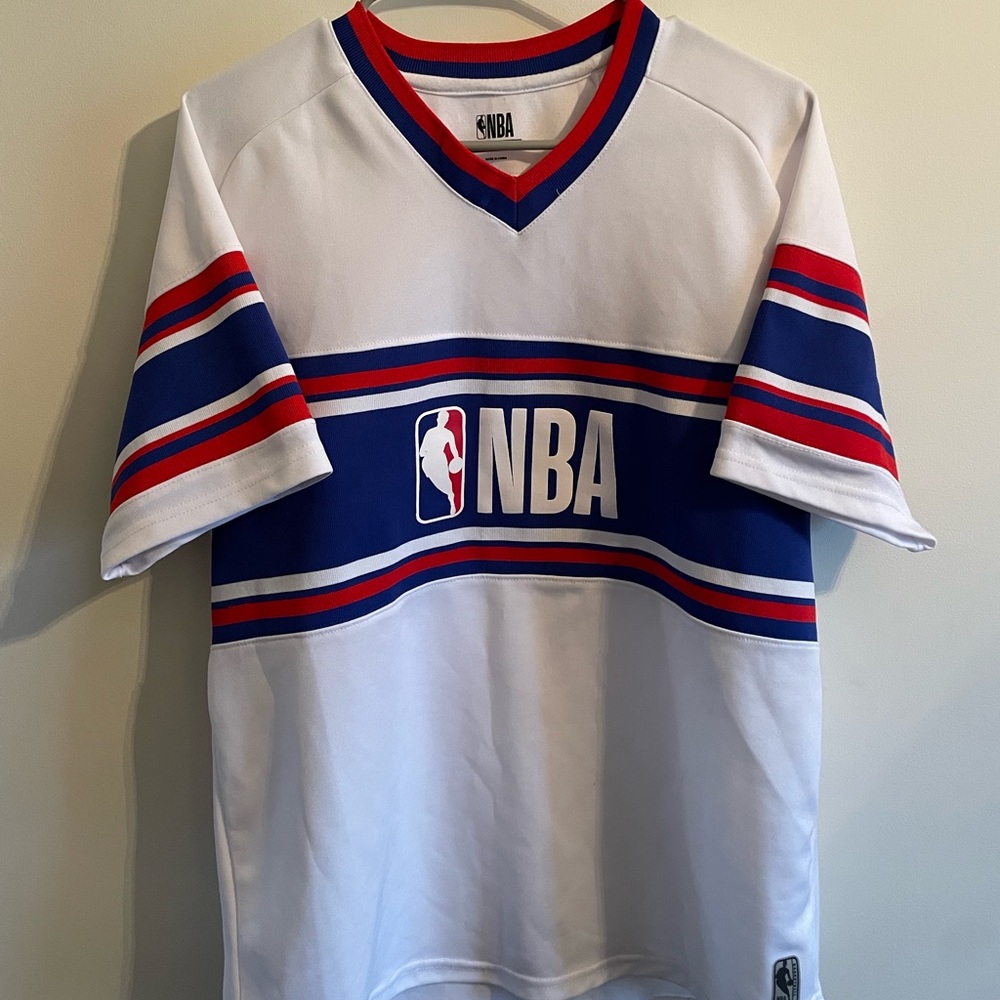 NBA White Jersey Sleeve with Black Logo Patch